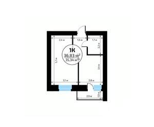 1-к квартира, вторичка, 37м2, 4/18 этаж