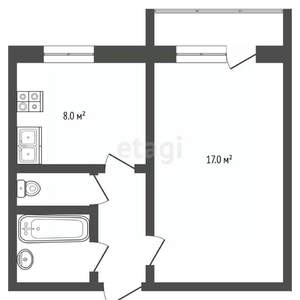 1-к квартира, вторичка, 34м2, 8/9 этаж