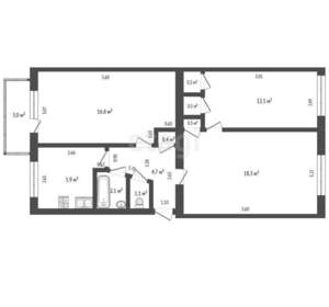 3-к квартира, вторичка, 63м2, 4/5 этаж