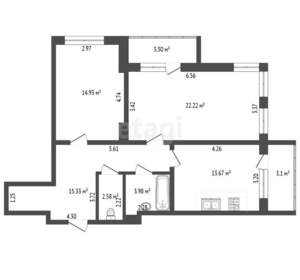 2-к квартира, вторичка, 75м2, 6/24 этаж
