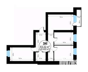 3-к квартира, вторичка, 83м2, 1/18 этаж