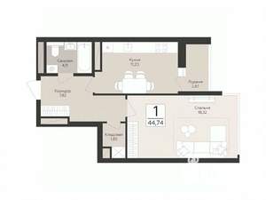 1-к квартира, вторичка, 45м2, 12/17 этаж