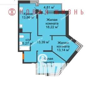 3-к квартира, вторичка, 81м2, 4/25 этаж