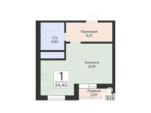 Студия квартира, вторичка, 34м2, 4/24 этаж