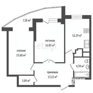 2-к квартира, вторичка, 70м2, 19/25 этаж