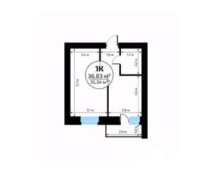 1-к квартира, вторичка, 37м2, 6/18 этаж