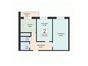 2-к квартира, вторичка, 55м2, 7/24 этаж
