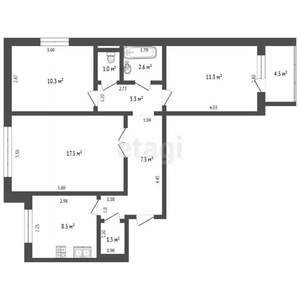3-к квартира, вторичка, 65м2, 3/9 этаж