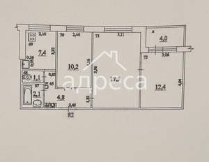 3-к квартира, вторичка, 60м2, 5/9 этаж