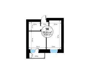 1-к квартира, вторичка, 38м2, 3/18 этаж