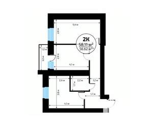2-к квартира, вторичка, 57м2, 12/18 этаж
