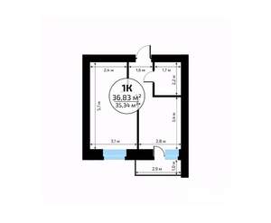 1-к квартира, вторичка, 37м2, 16/18 этаж