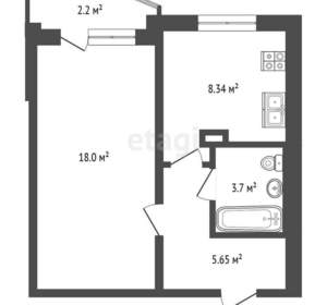 1-к квартира, вторичка, 37м2, 5/5 этаж
