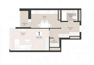 1-к квартира, вторичка, 45м2, 12/17 этаж