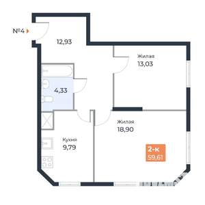 2-к квартира, вторичка, 60м2, 2/23 этаж