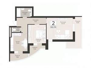 2-к квартира, вторичка, 66м2, 3/17 этаж