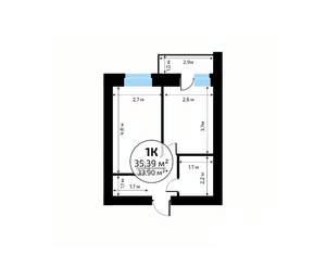 1-к квартира, вторичка, 35м2, 3/18 этаж