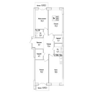 3-к квартира, вторичка, 97м2, 3/6 этаж