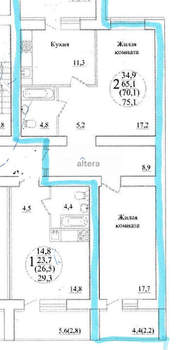 2-к квартира, вторичка, 75м2, 10/18 этаж