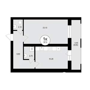 1-к квартира, вторичка, 56м2, 3/8 этаж