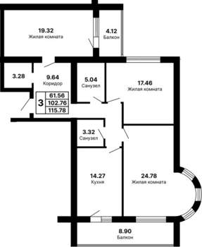 3-к квартира, вторичка, 116м2, 2/5 этаж