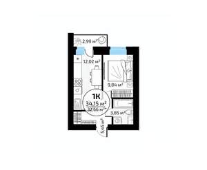 1-к квартира, вторичка, 34м2, 5/18 этаж