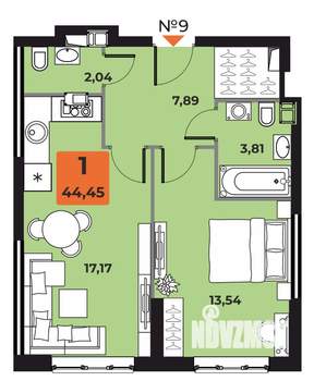 1-к квартира, вторичка, 44м2, 3/23 этаж