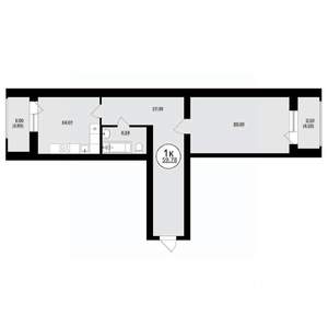 1-к квартира, вторичка, 60м2, 2/8 этаж