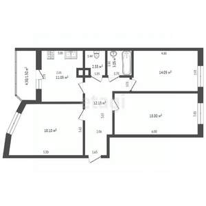 3-к квартира, вторичка, 78м2, 6/13 этаж