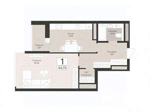 1-к квартира, вторичка, 45м2, 11/17 этаж