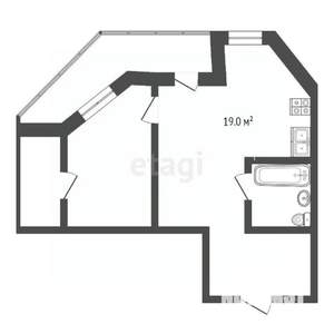 1-к квартира, вторичка, 50м2, 3/19 этаж