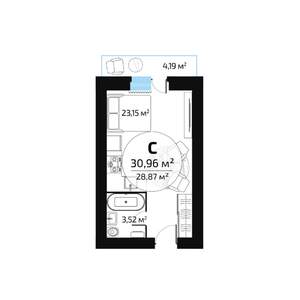 Студия квартира, вторичка, 31м2, 2/16 этаж