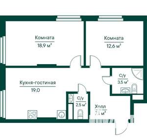 2-к квартира, строящийся дом, 64м2, 3/29 этаж