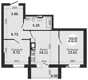2-к квартира, вторичка, 56м2, 10/25 этаж
