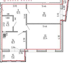 2-к квартира, сданный дом, 75м2, 6/16 этаж