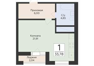 Студия квартира, вторичка, 34м2, 15/24 этаж