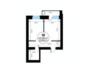 1-к квартира, вторичка, 44м2, 18/18 этаж