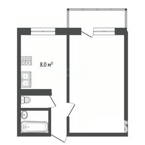 1-к квартира, вторичка, 33м2, 6/12 этаж
