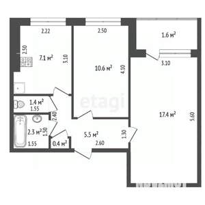 2-к квартира, вторичка, 44м2, 5/9 этаж