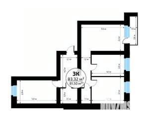 3-к квартира, вторичка, 83м2, 12/18 этаж