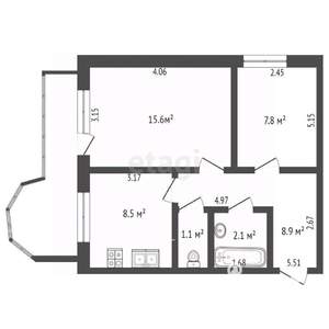 2-к квартира, вторичка, 53м2, 10/12 этаж