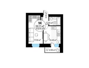 1-к квартира, вторичка, 39м2, 16/18 этаж