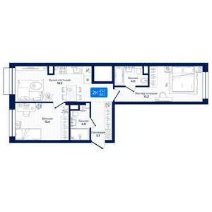 2-к квартира, вторичка, 60м2, 3/19 этаж