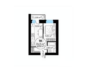 1-к квартира, вторичка, 34м2, 14/18 этаж