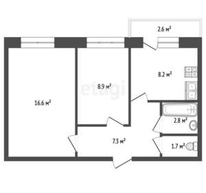 1-к квартира, вторичка, 44м2, 17/27 этаж