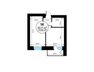 1-к квартира, вторичка, 39м2, 18/18 этаж