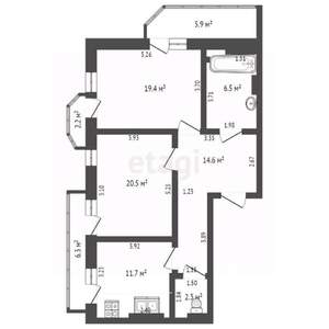 2-к квартира, вторичка, 90м2, 14/17 этаж