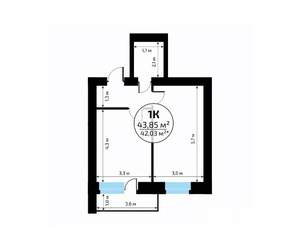 1-к квартира, вторичка, 44м2, 10/18 этаж