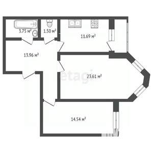 2-к квартира, вторичка, 71м2, 13/17 этаж