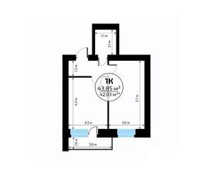 1-к квартира, вторичка, 44м2, 4/18 этаж